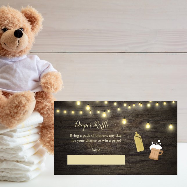 Baby Diaper Raffle Baby Brewing Gold Baby Dusche Begleitkarte (Von Creator hochgeladen)