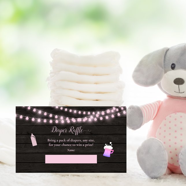 Baby Diaper Raffle Baby Brewing Pink Baby Dusche Begleitkarte (Von Creator hochgeladen)