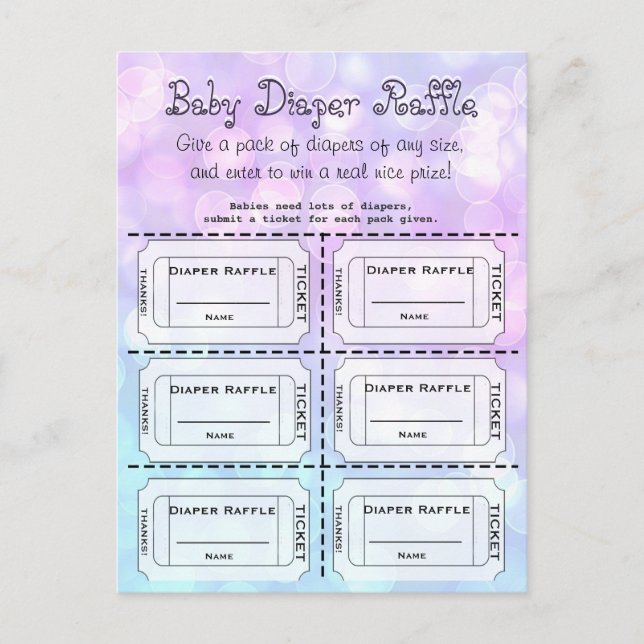 Baby Diaper Raffle (Junge oder Mädchen) Tickets Postkarte (Vorderseite)