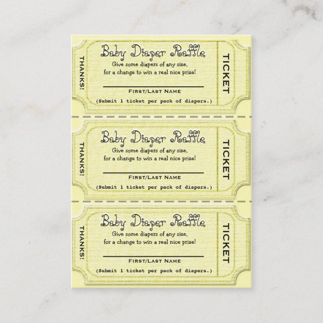Baby Diaper Raffles Tickets Begleitkarte (Vorderseite)