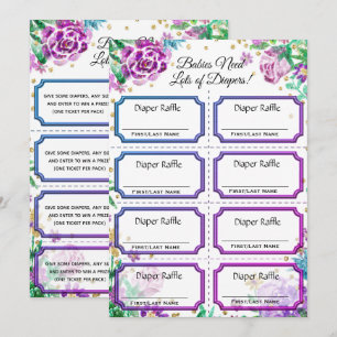 Baby Diaper Raffles Tickets Floral Einladung