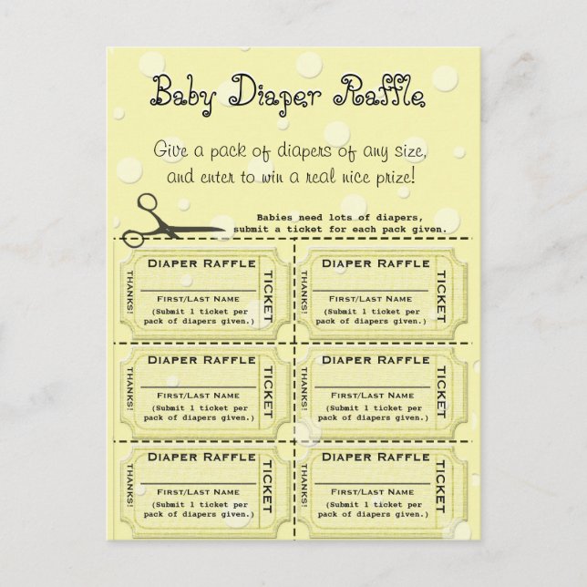 Baby Diaper Raffles Tickets Postkarte (Vorderseite)