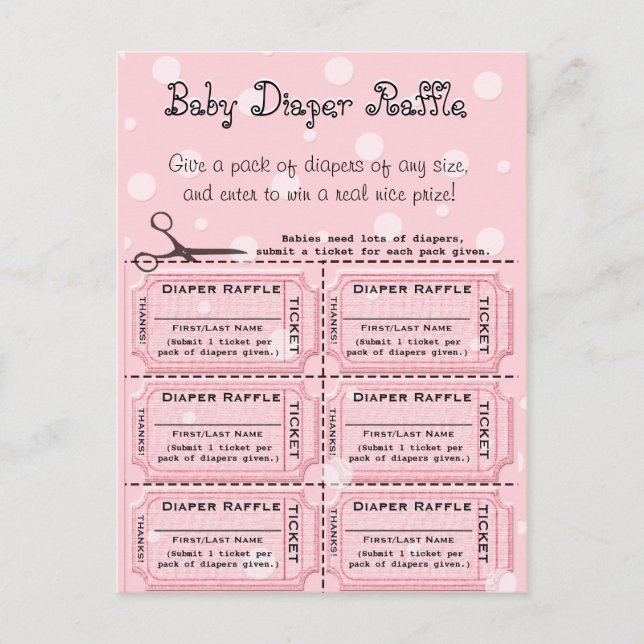 Baby Diaper Raffles Tickets Postkarte (Vorderseite)