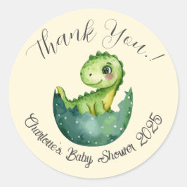 Baby Dino Baby Shower Classic Round Sticker
