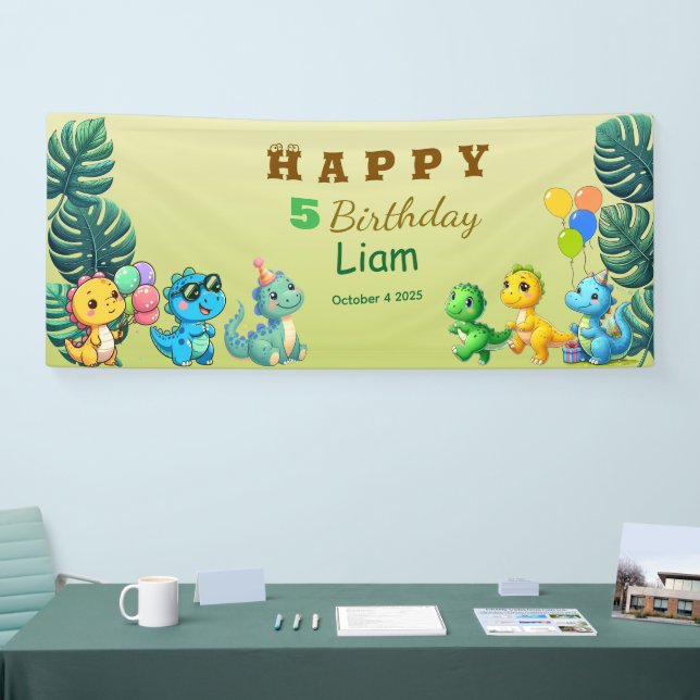 Baby Dino Birthday Banner (Messe)
