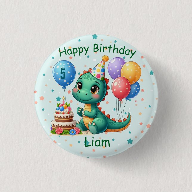 Baby Dino Birthday Button (Vorderseite)