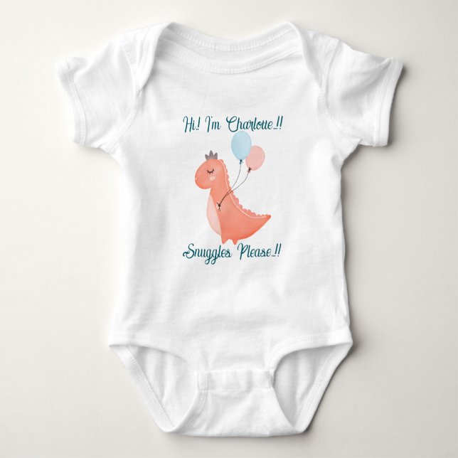 Baby Dino Birthday Party Baby Strampler (Vorderseite)