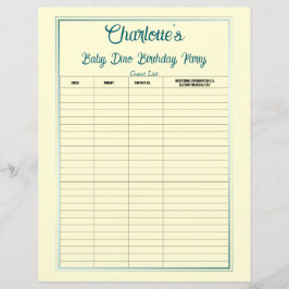 Baby Dino Birthday Party Guest List