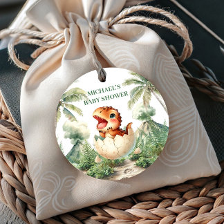 Baby Dino Boy Partygeschenk-Anhänger Schlüpft bald Geschenkanhänger