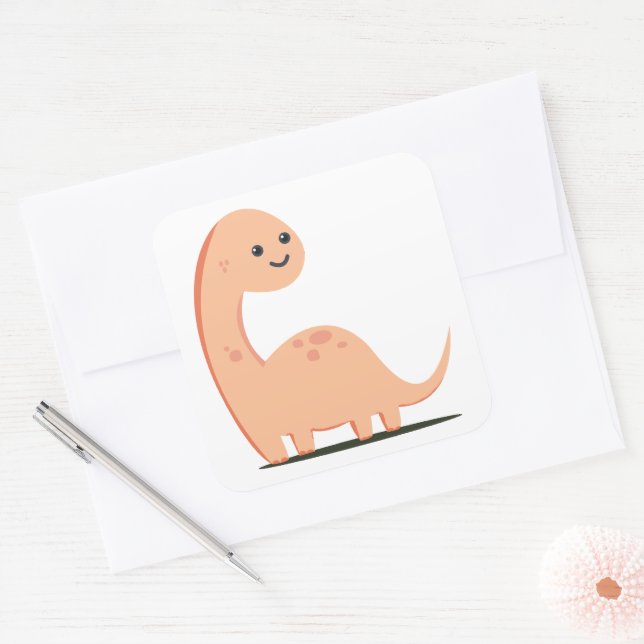 Baby Dino Quadratischer Aufkleber (Umschlag)