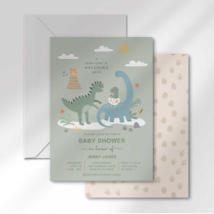 Baby Dino schlüpft bald Baby Shower Einladung