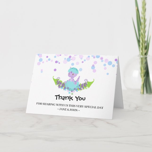 *~* Baby Dinosaur Babydusche Vielen Dank Karte (Vorderseite)