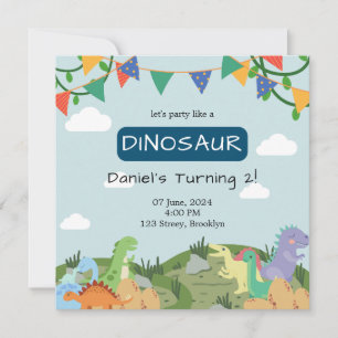 Baby Dinosaur Blue Sky Geburtstag Einladung