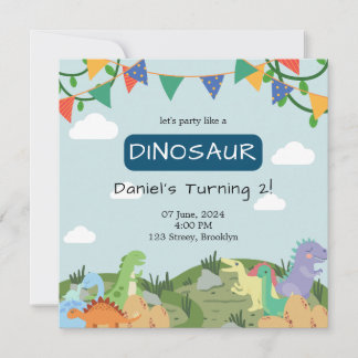 Baby Dinosaur Blue Sky Geburtstag Einladung