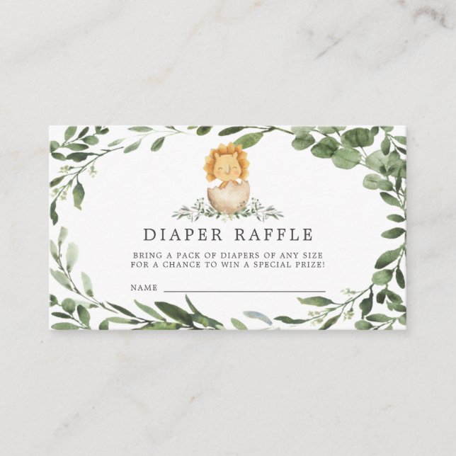 Baby Dinosaur Diaper Raffle Baby Duschkarte Begleitkarte (Vorderseite)