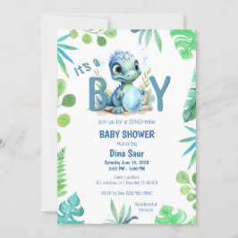 Baby Dinosaur Egg Green und Blue Baby Dusche Einladung