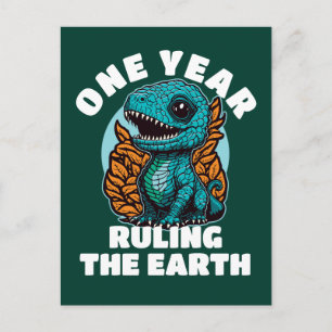 Baby-Dinosaur ein Jahr alt Geburtstag Postkarte