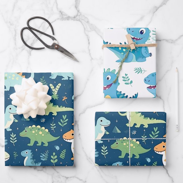 Baby Dinosaur Geschenkpapier Set (Vorderseite)