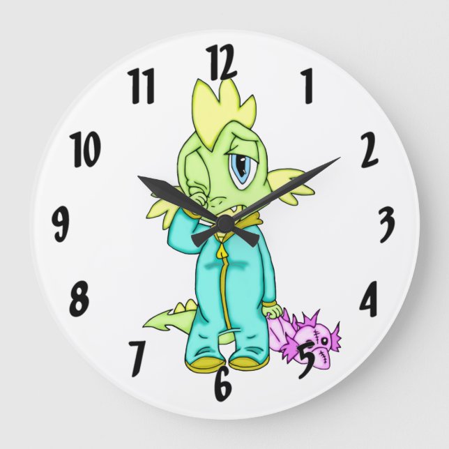 Baby Dinosaur Große Wanduhr (Vorderseite)