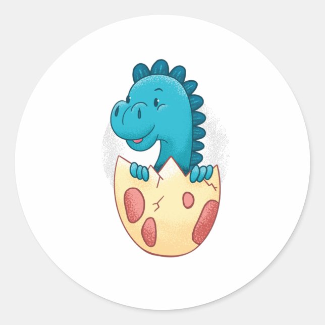 Baby Dinosaur in Egg Runder Aufkleber (Vorderseite)