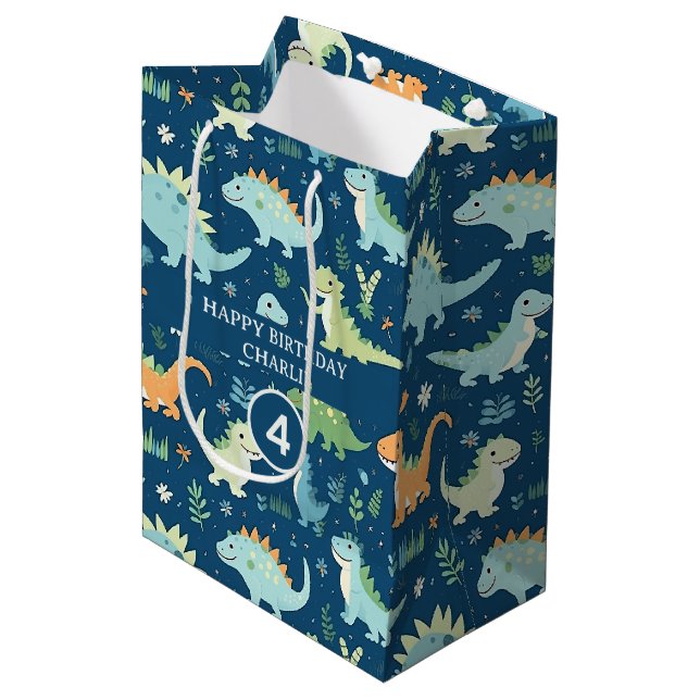 Baby Dinosaur Mittlere Geschenktüte (Vorderseite Schrägansicht)
