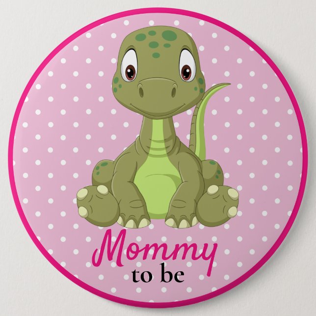 Baby Dinosaur Mommy T rex Pink Baby Duschknopf Button (Vorderseite)