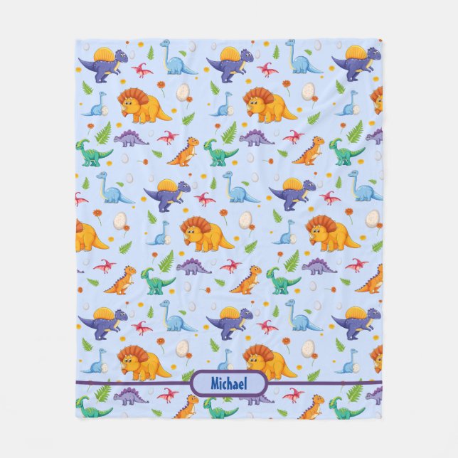 Baby Dinosaur personalisieren Boys Name Fleece Bla (Vorderseite)