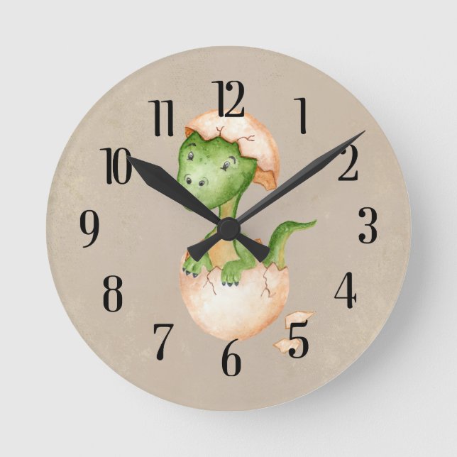 Baby Dinosaur Runde Wanduhr (Vorderseite)