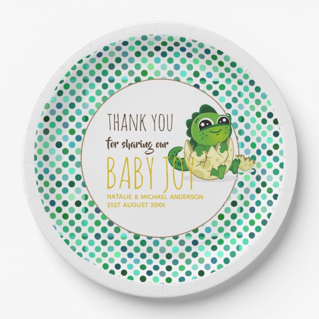 Baby Dinosaur Schluckdusche Party Pappteller (Vorderseite)