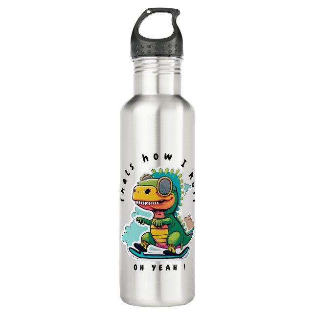 Baby Dinosaur Skaten | So Roll Edelstahlflasche (Vorderseite)