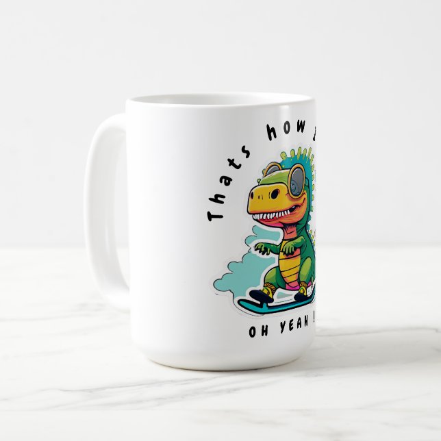 Baby Dinosaur Skaten | So Roll Kaffeetasse (Vorderseite Links)