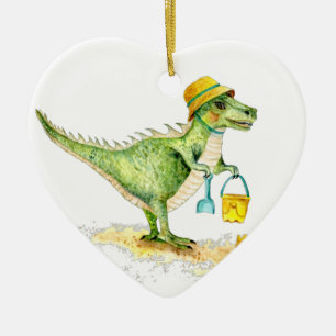 Baby Dinosaur T-Rex am Strand Keramik Ornament