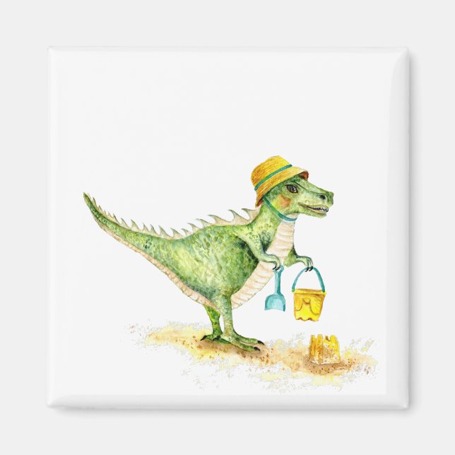 Baby Dinosaur T-Rex am Strand Magnet (Vorne)
