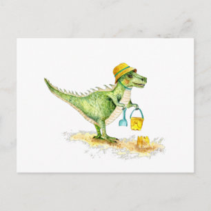 Baby Dinosaur T-Rex am Strand Postkarte