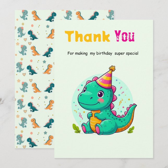 Baby Dinosaur Thank-you Cards Dankeskarte (Vorne/Hinten)