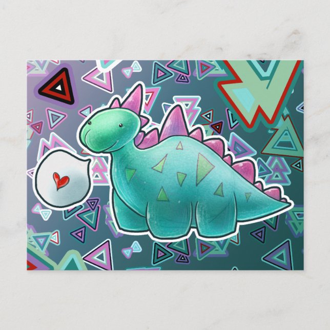 Baby Dinosaur Triangle Background Postkarte (Vorderseite)