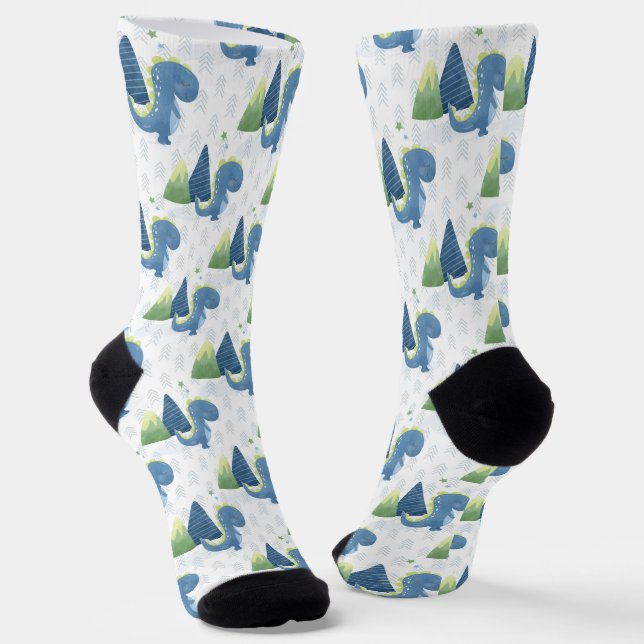 Baby Dinosaur und Gebirge Socken (Gewinkelt)