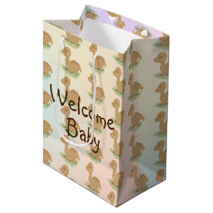 Baby Dinosaurier auf der Leaf Baby Geschenk Mittle Mittlere Geschenktüte
