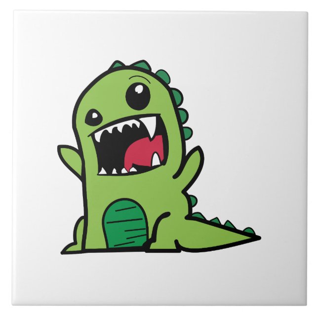 Baby Dinosaurier Cartoon Fliese (Vorderseite)