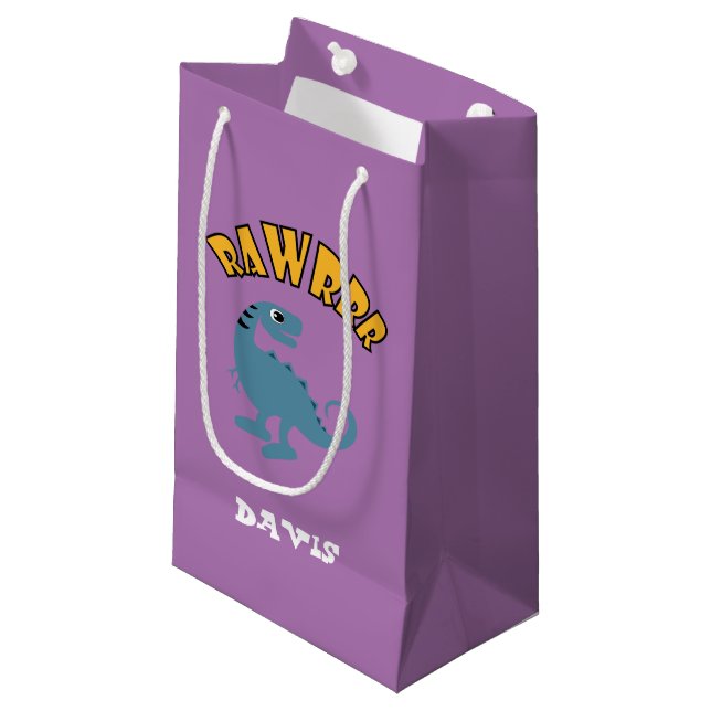 Baby Dinosaurier Design - Geschenktasche - Klein Kleine Geschenktüte (Vorderseite Schrägansicht)