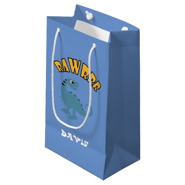 Baby Dinosaurier Design - Geschenktasche - Klein Kleine Geschenktüte (Vorderseite Schrägansicht)