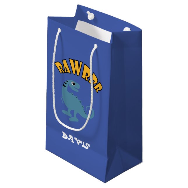 Baby Dinosaurier Design - Geschenktasche - Klein Kleine Geschenktüte (Vorderseite Schrägansicht)