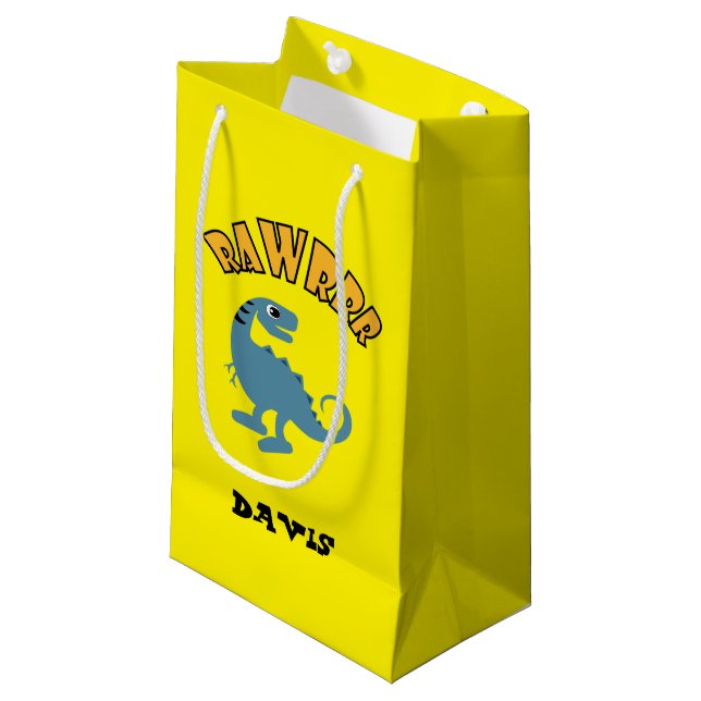 Baby Dinosaurier Design - Geschenktasche - Klein Kleine Geschenktüte (Vorderseite Schrägansicht)