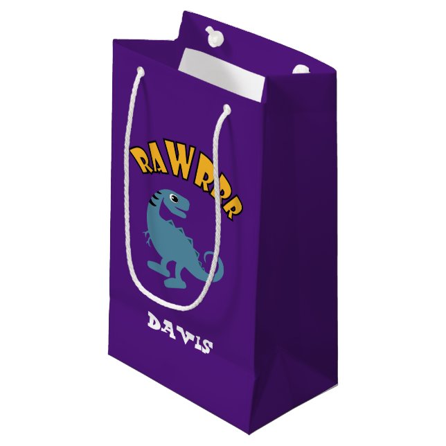 Baby Dinosaurier Design - Geschenktasche - Klein Kleine Geschenktüte (Vorderseite Schrägansicht)
