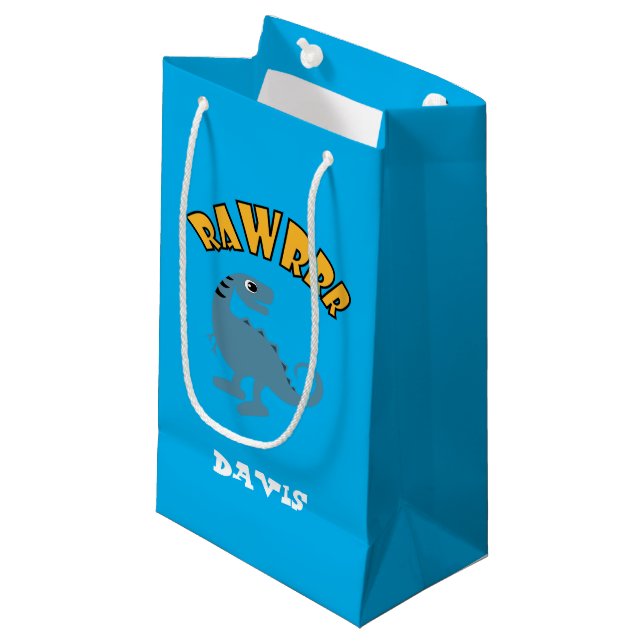 Baby Dinosaurier Design - Geschenktasche - Klein Kleine Geschenktüte (Vorderseite Schrägansicht)