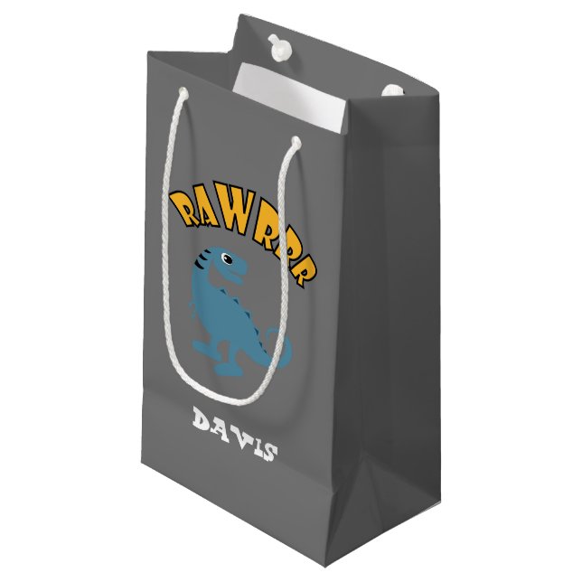 Baby Dinosaurier Design - Geschenktasche - Klein Kleine Geschenktüte (Vorderseite Schrägansicht)