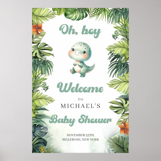 Baby-Dinosaurier-Retro-Empfang Poster (Vorne)