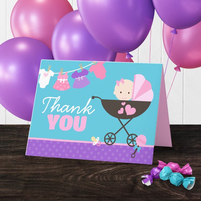 Baby Doll Klappe Danke Karten (Baby Doll Birthday Folding Thank You Card. Also works great for a girl baby shower!)