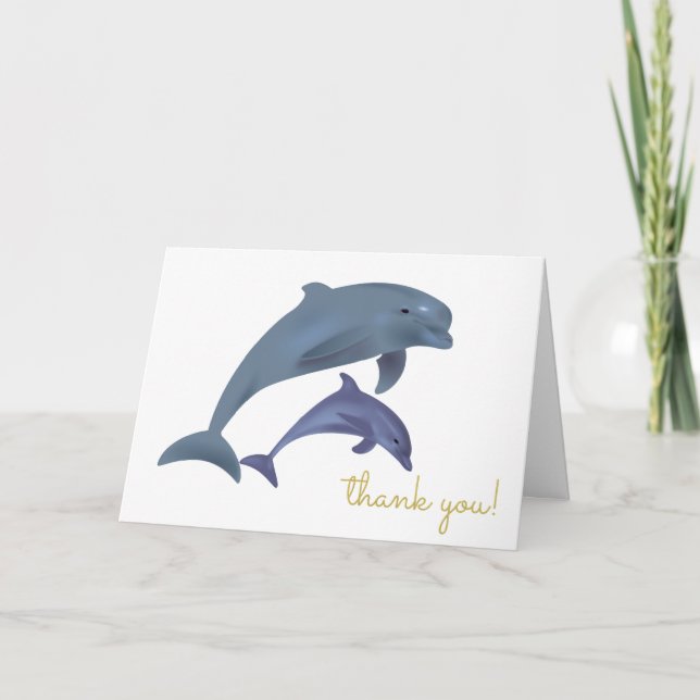 Baby Dolphin Boy oder Girl Baby Dusche Dankeskarte (Vorderseite)