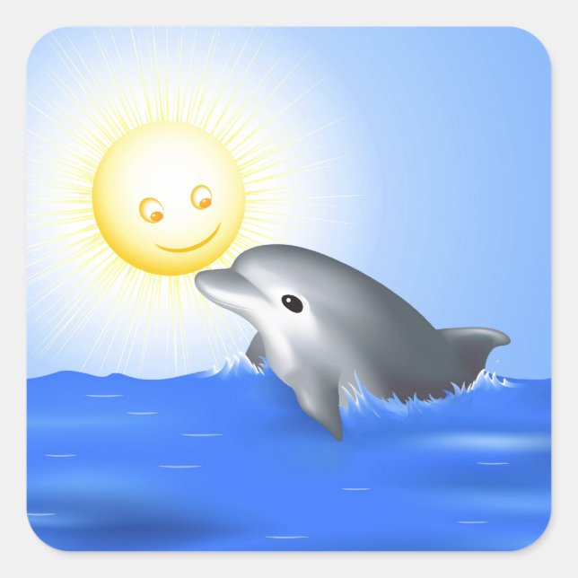Baby Dolphin Quadratischer Aufkleber (Vorderseite)